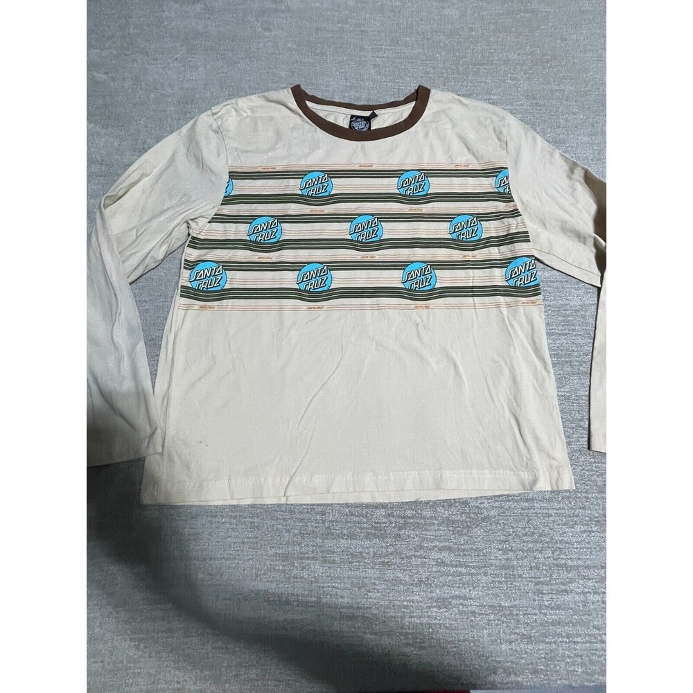 Santa Cruz T-Shirt  Men's Long Sleeve Large Brown Graphic Tee Crew Neck